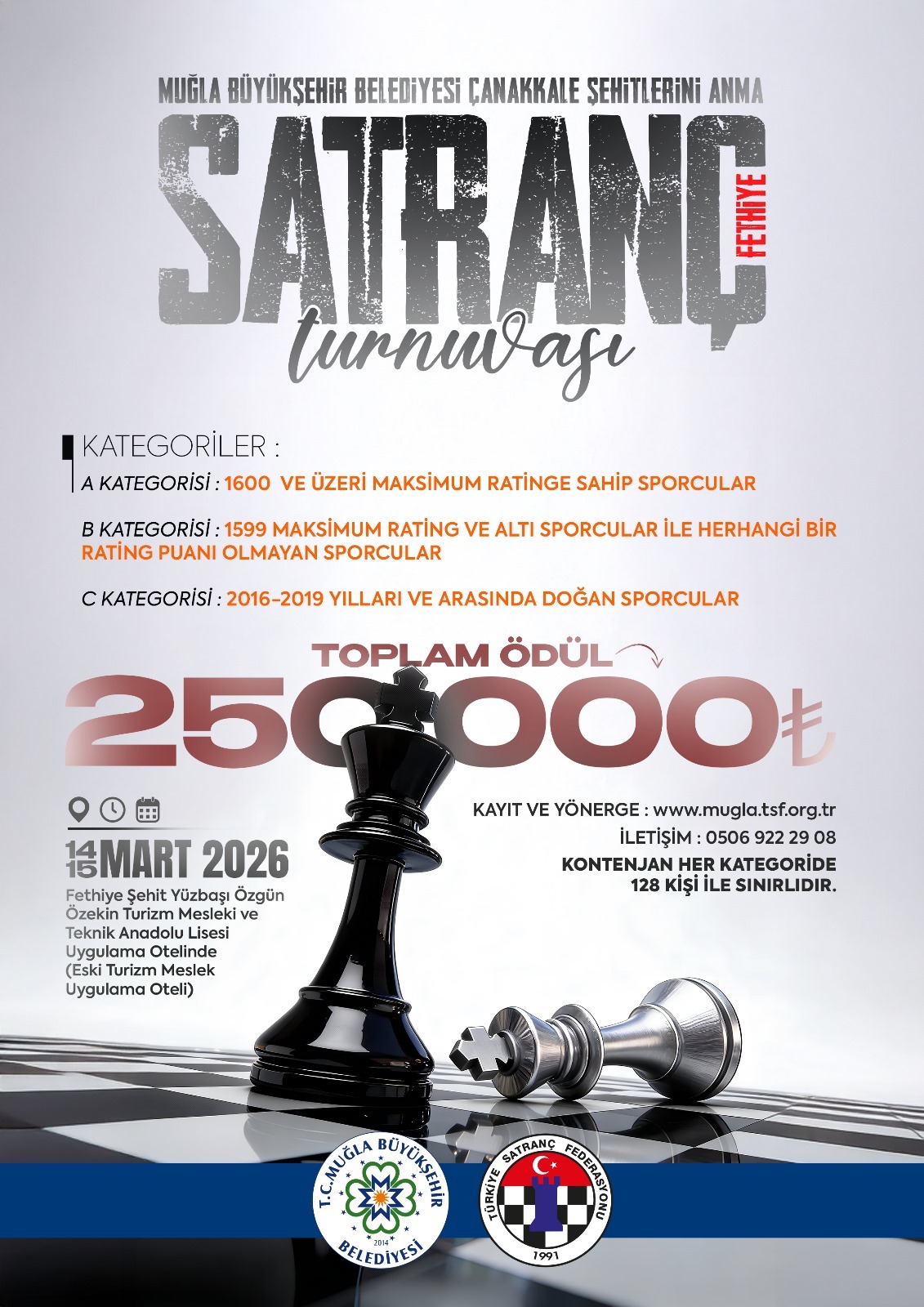 Muğla Büyükşehir Belediyesi Çanakkale Şehitlerini Anma Satranç Turnuvası