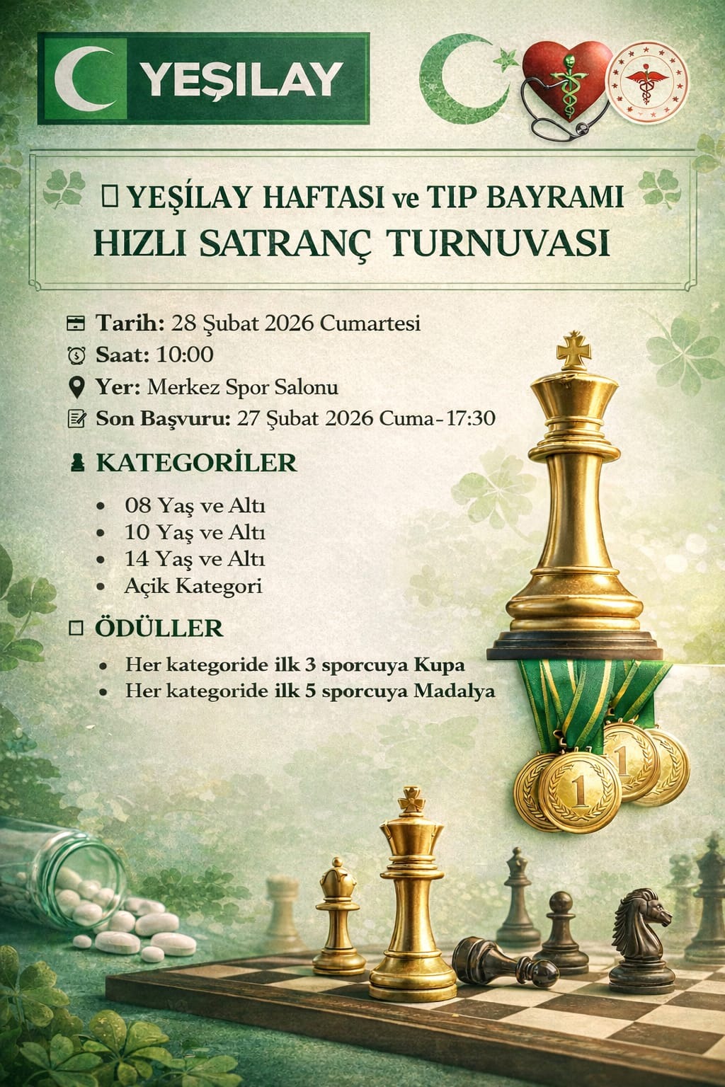 Kastamonu Yeşilay Haftası ve Tıp Bayramı Hızlı Satranç Turnuvası