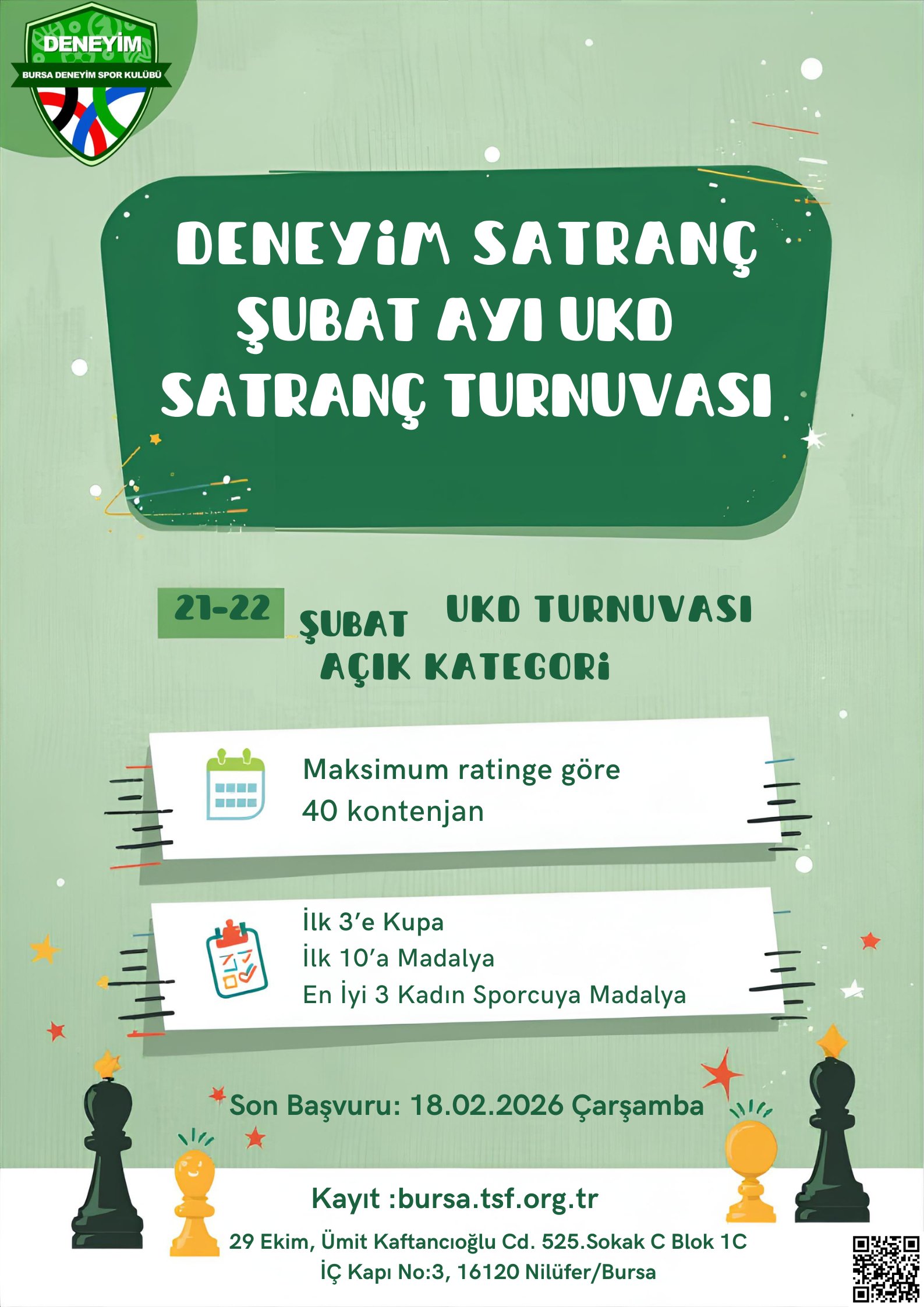 Deneyim Satranç Şubat Ayı UKD Satranç Turnuvası