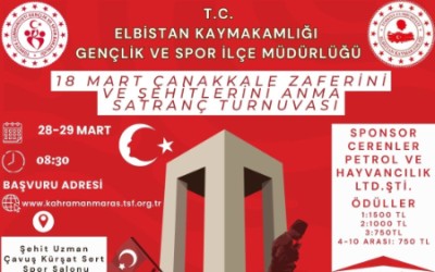 Elbistan 18 Mart Çanakkale Zaferi ve Şehitleri Anma Satranç Turnuvası