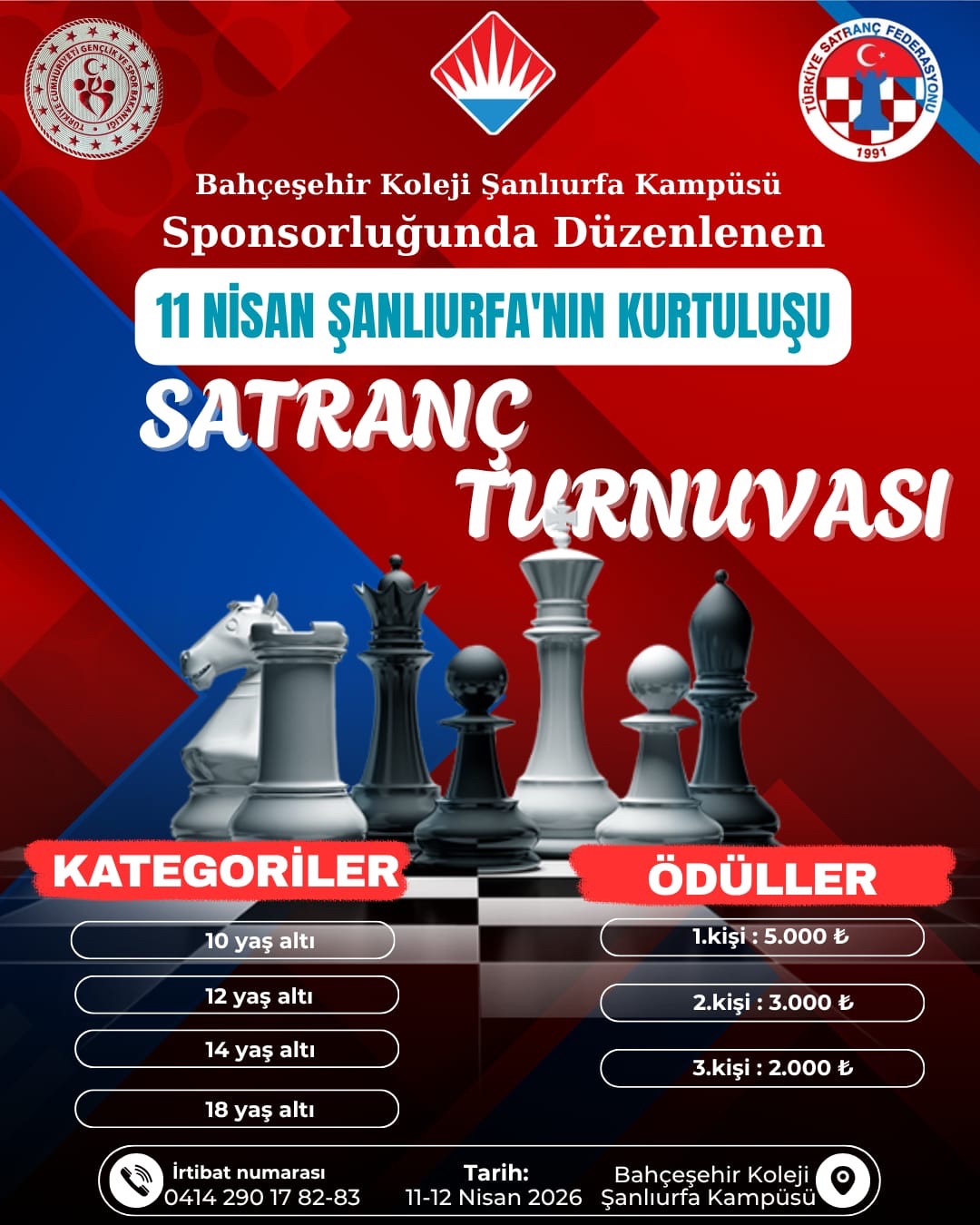 11 Nisan Şanlıurfa'nın Kurtuluşu Satranç Turnuvası