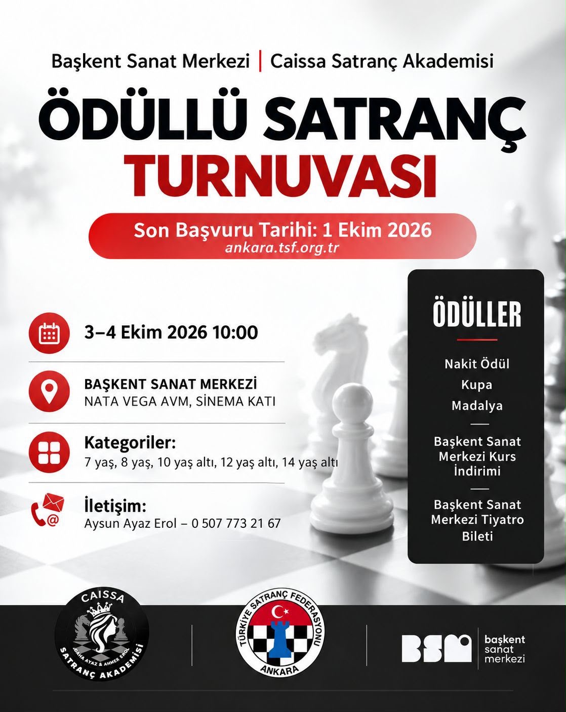 Başkent Sanat Merkezi - Caissa Satranç Akademisi Ödüllü Satranç Turnuvası