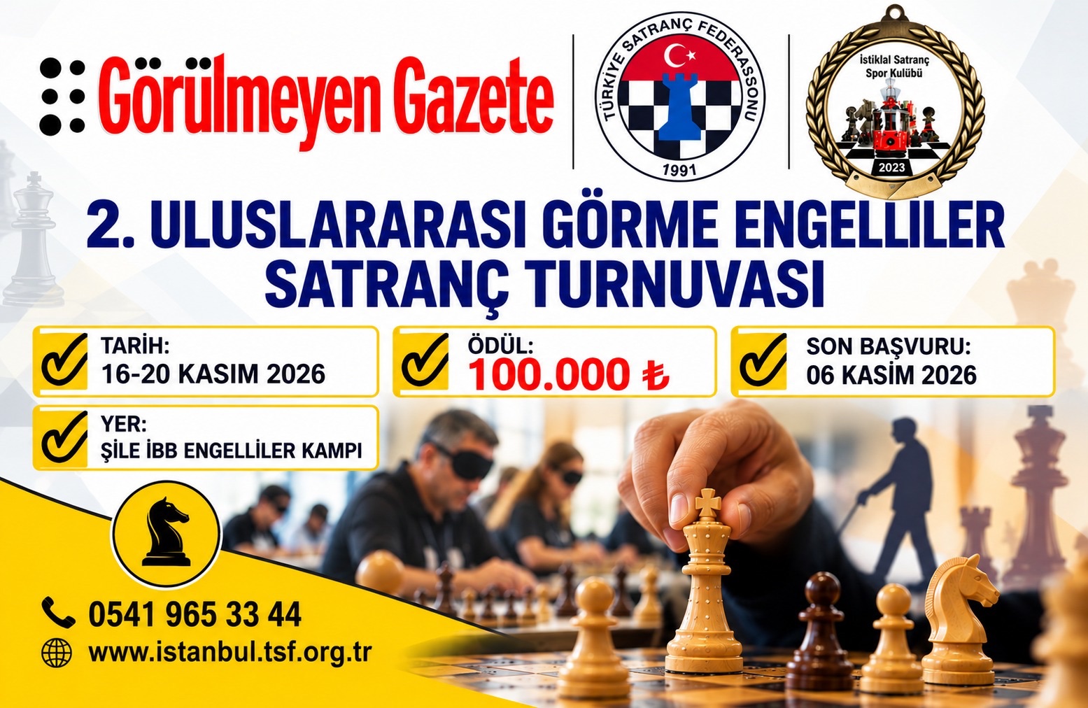 2. Uluslararası Görülmeyen Gazete Görme Engelliler Satranç Turnuvası